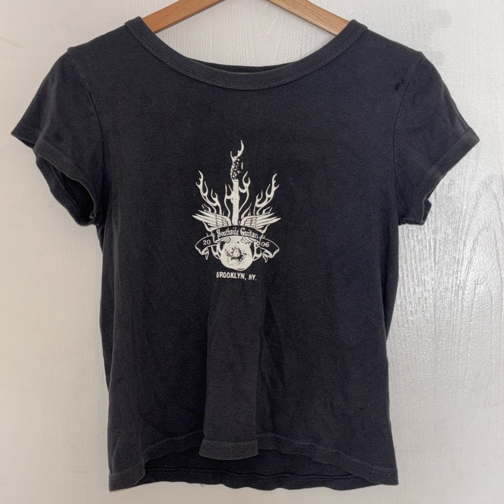 Brandy Melville Black and White Cap Sleeve Crop Top